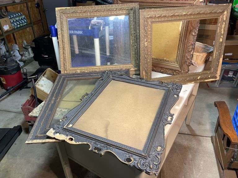 (6) antique picture frames - some w/ glass
