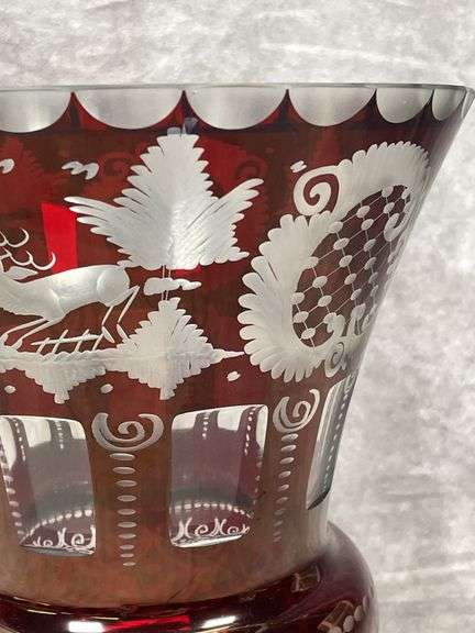 VINTAGE LARGE BOHEMIAN RED VASE