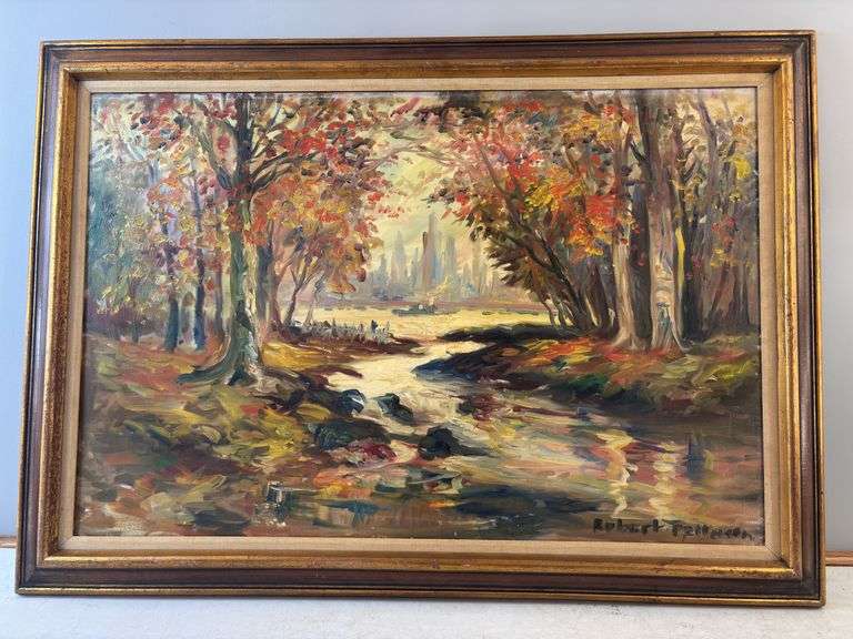 Countryside & City Painting, Signed Robert Patterson , 29.5” H 42” W