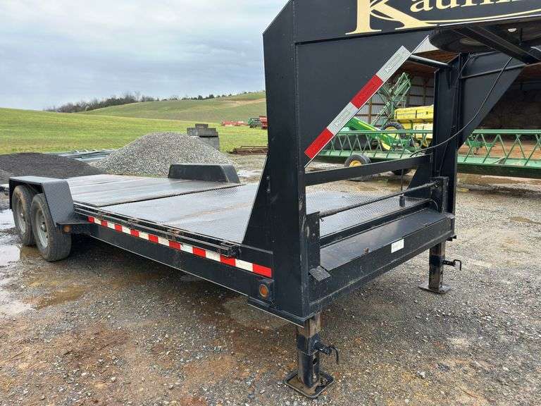 Kaufman 22 foot equipment deluxe tilt trailer with 14 foot dove, Twin jacks