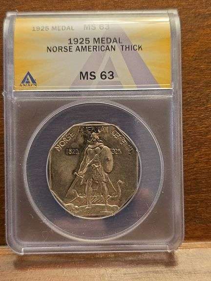 1925 COM. NORSE AMERICAN THICK ANACS MS63 RARE