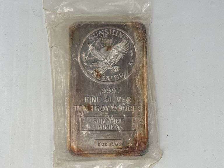 Sunshine Mining 10 Troy Ounces .999 Fine Silver Bar