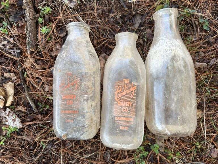 2 Cambridge Dairy Bottles and one Bauer Dairy Bottle