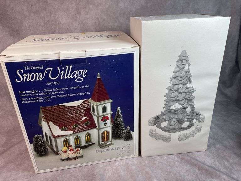 DEPT 56 CHRISTMAS VILLAGE TOWN TREE SET, AND STARTER SET