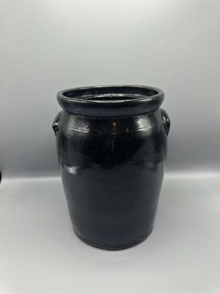 VINTAGE HAND GLAZED POTTERY CHURN