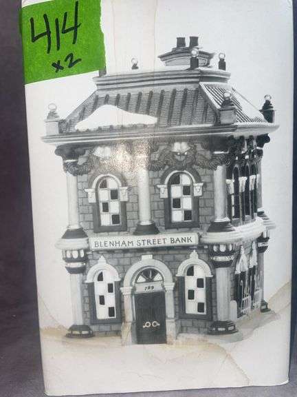 DEPT 56 CHRISTMAS VILLAGE BLENHAM STREET BANK AND NETTIE QUINN PUPPETS &  MARIONETTES