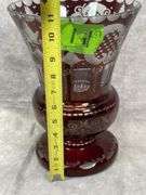 VINTAGE LARGE BOHEMIAN RED VASE