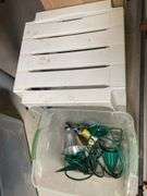 PATIO SIDE TABLE AND OUTDOOR LIGHTS