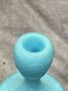 FENTON BLUE CANDLESTICKS & TALL VASE