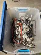 TOTE OF EXTENSION CORDS AND MORE