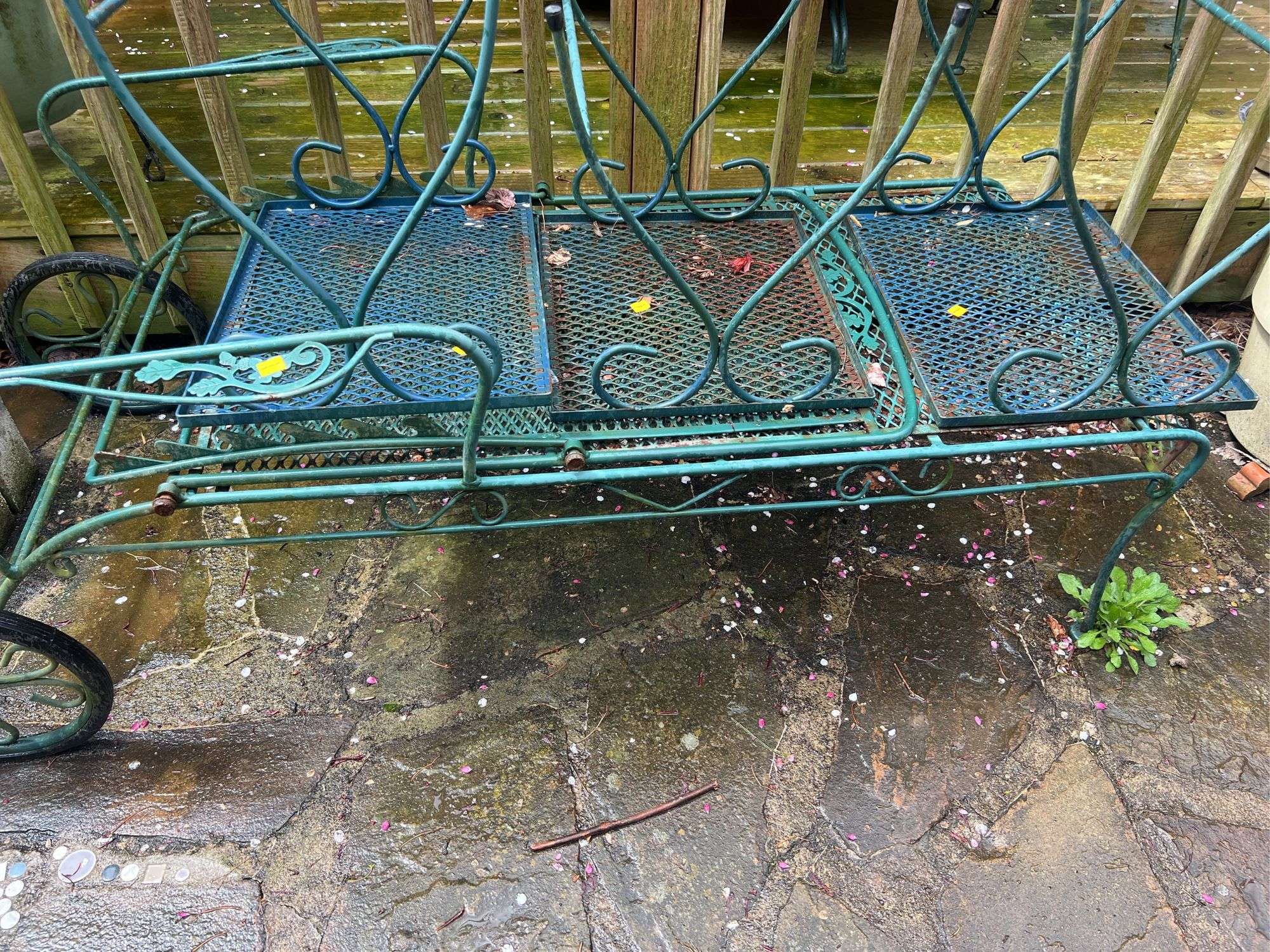 3 Wrought Iron Tables, and Chaise Lounger