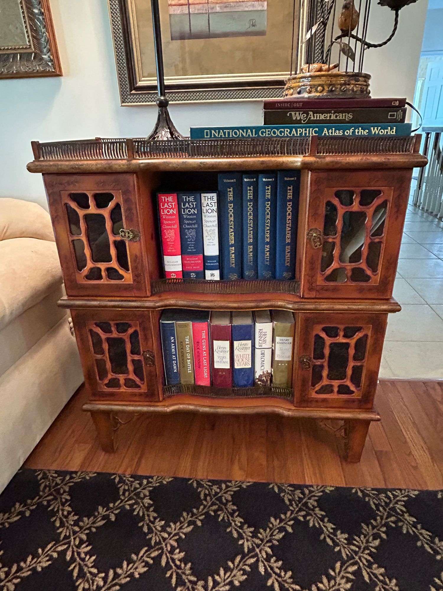 Beautiful bookcase with four small cabinets. Books will sell with the ...