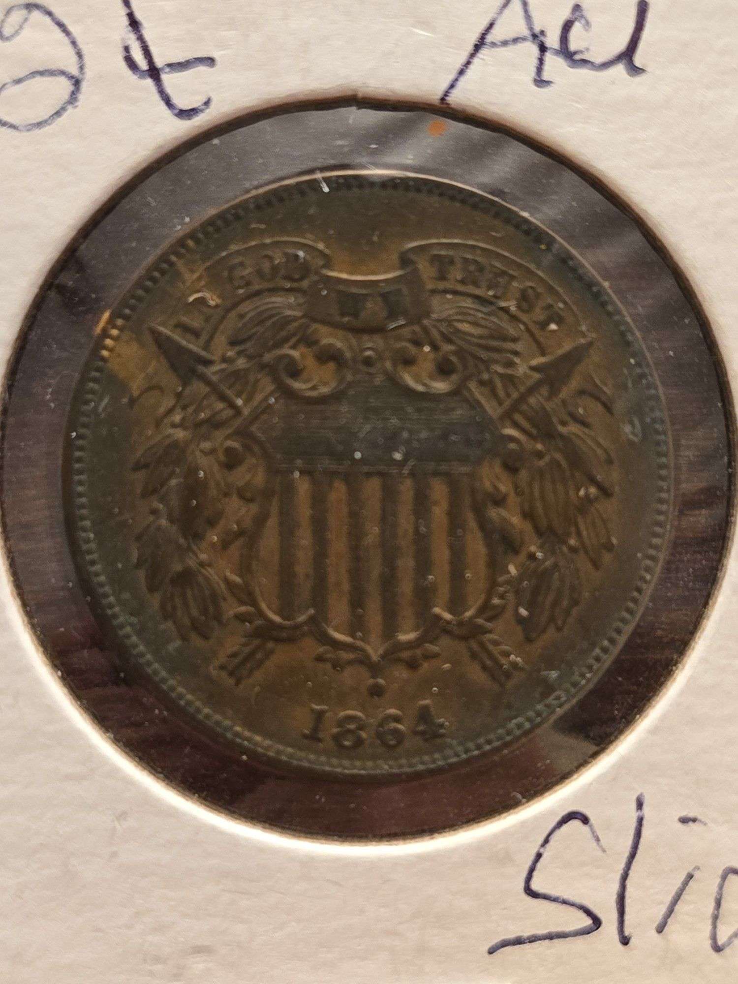 1864 2-CENT PIECE XF+