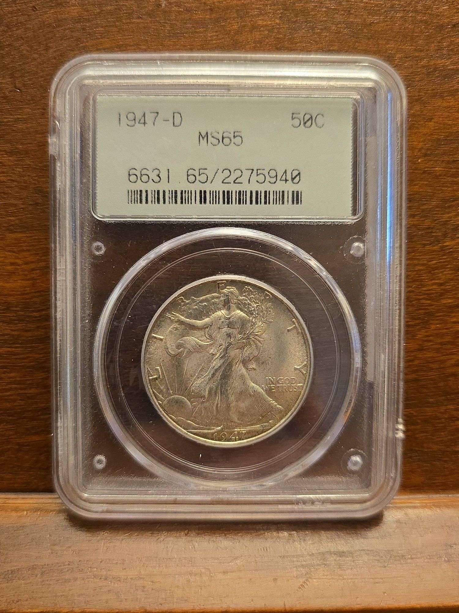 1947D WALKING LIBERTY HALF PCGS MS65