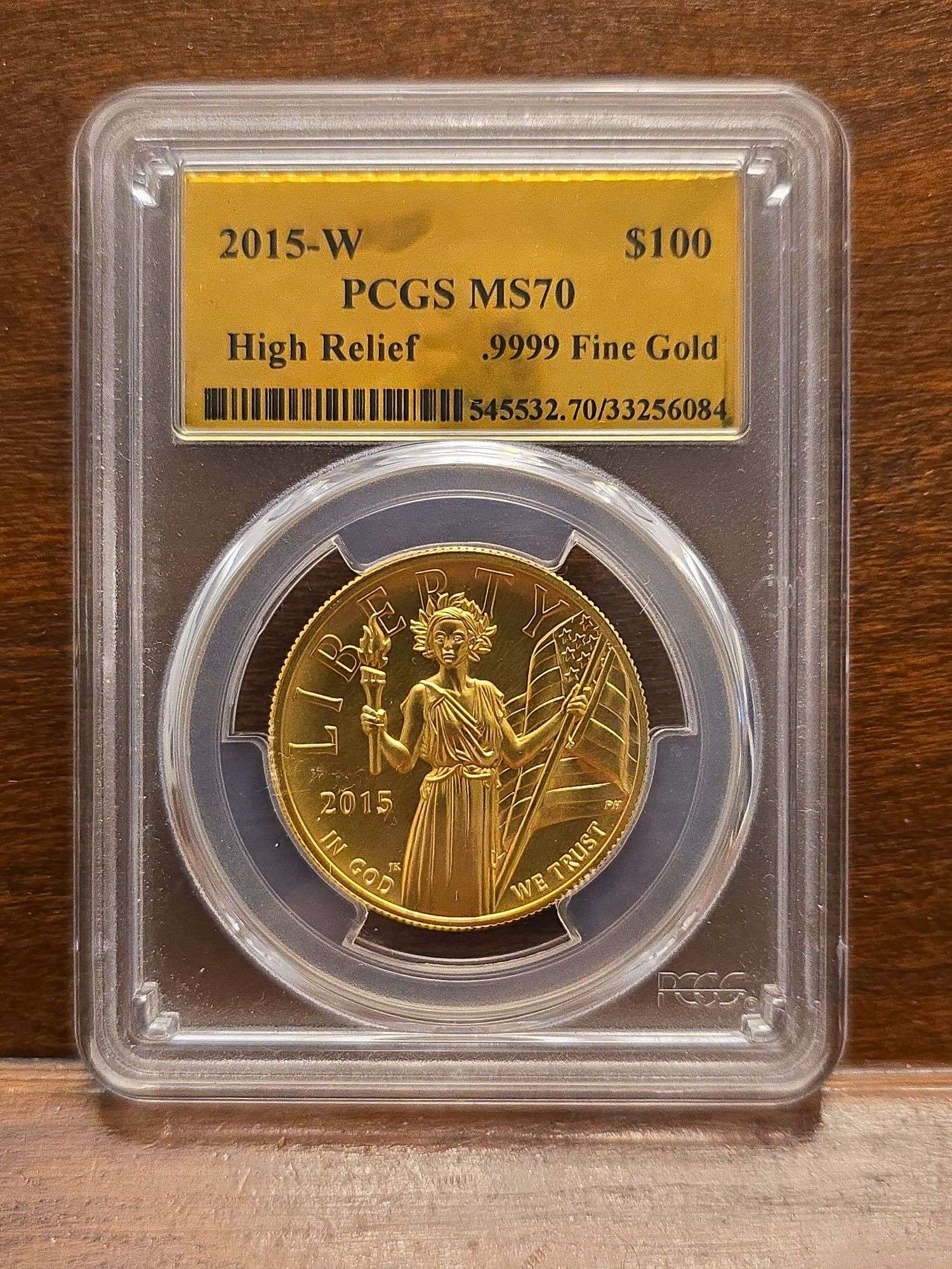 2015W HIGH RELIEF 1-OZ. GOLD LIBERTY PCGS MS70