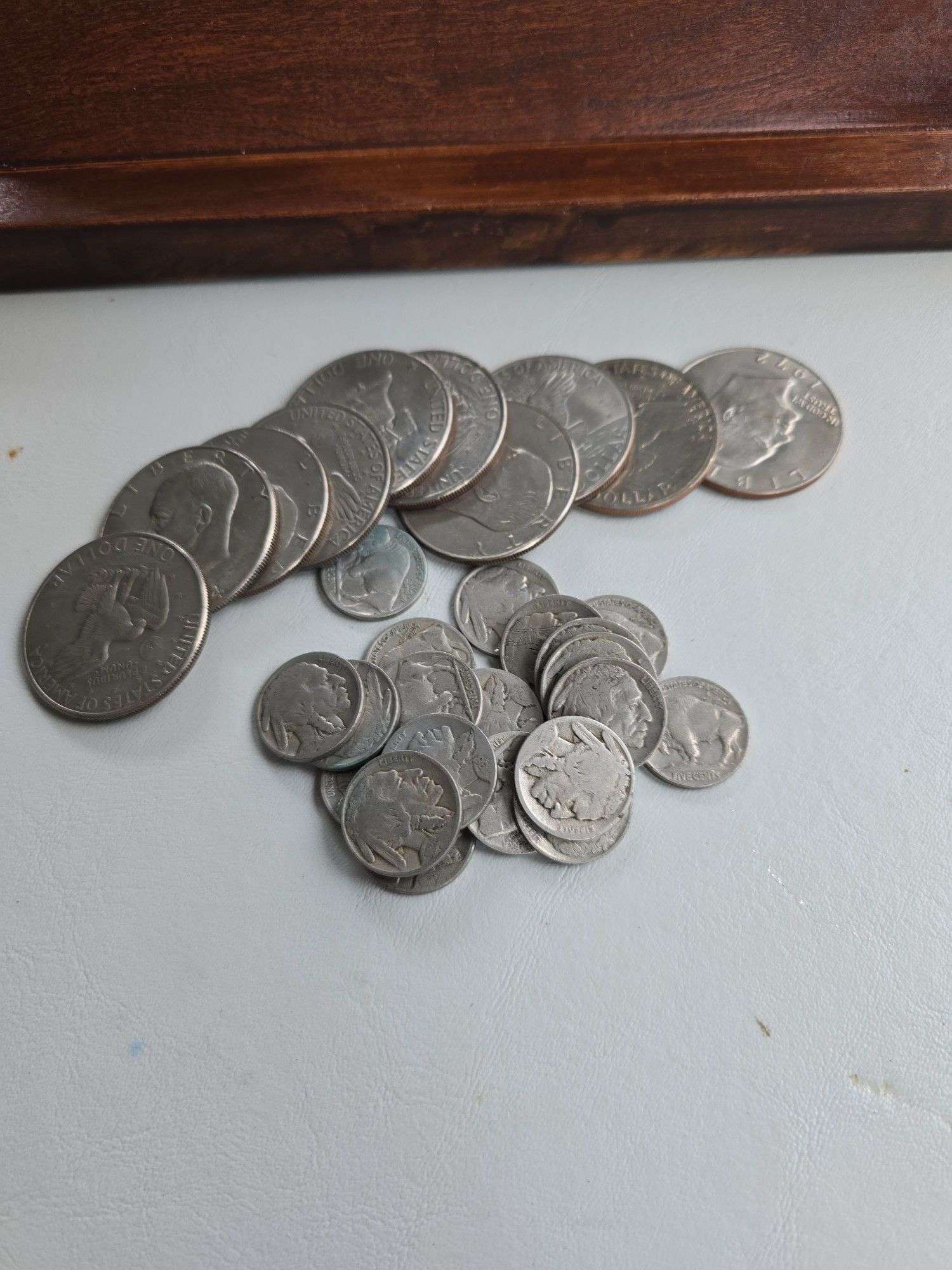 21 BUFFALO NICKELS AND 10 IKE DOLLARS