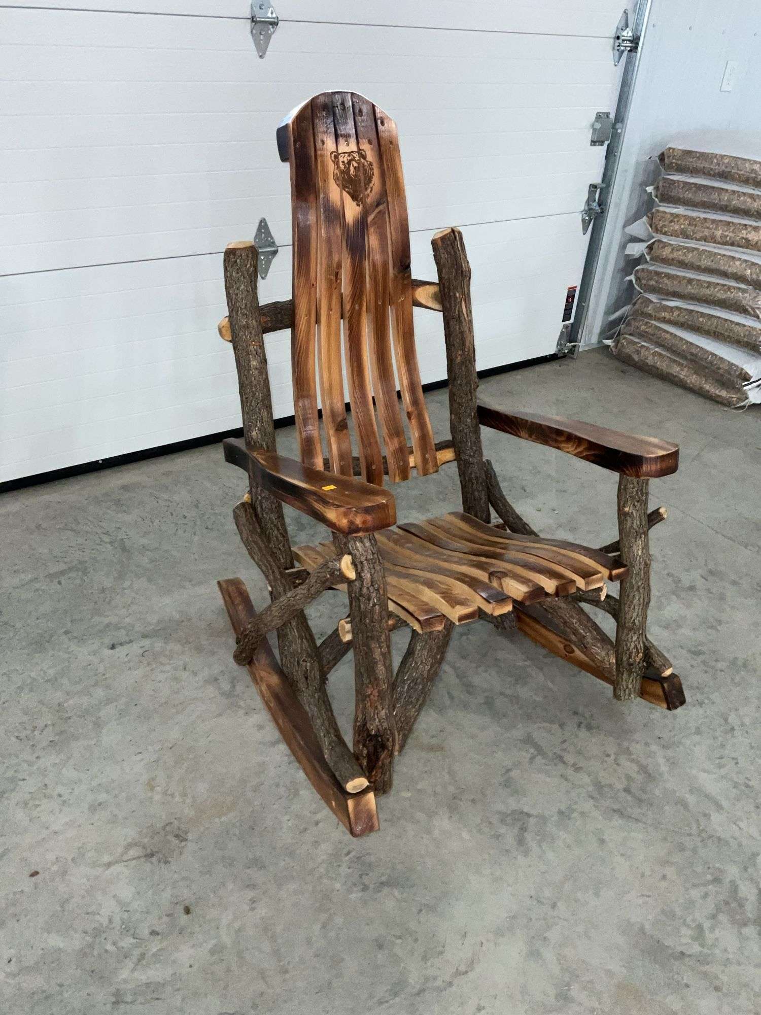 Long Bear Rocker New heavy duty log rocker, bear - Kaufman Realty & Auctions