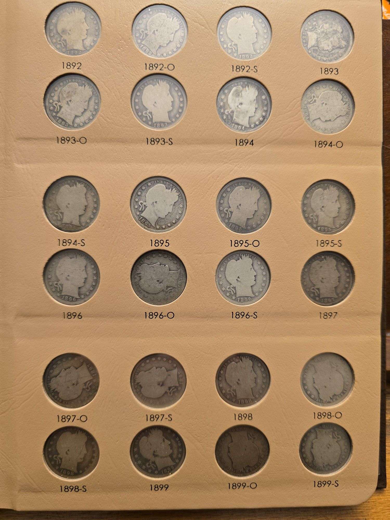 BARBER QUARTERS WITH 96S MISSING ONLY 2-01S,13S