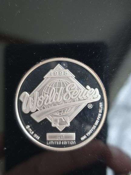 1995 CLEVELAND INDIANS 3-COIN SILVER AND BRONZE COIN SET IN HOLDER PF
