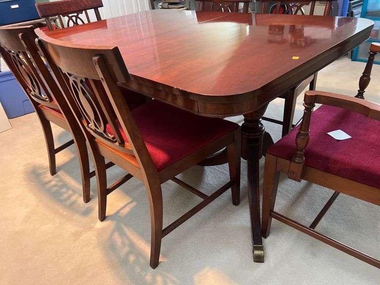 Solid Wood Dining Table with Leaf, 6 Chairs, Table Covers