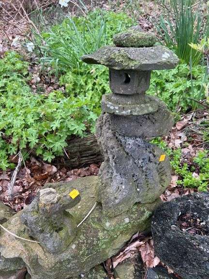 Concrete Bird Bath and Statues