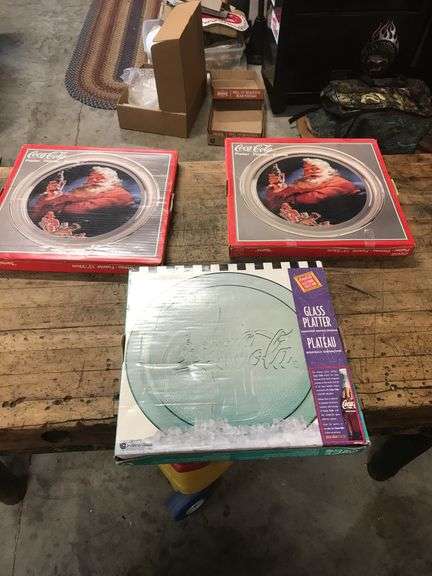 Three Coca-Cola Platters in Boxes