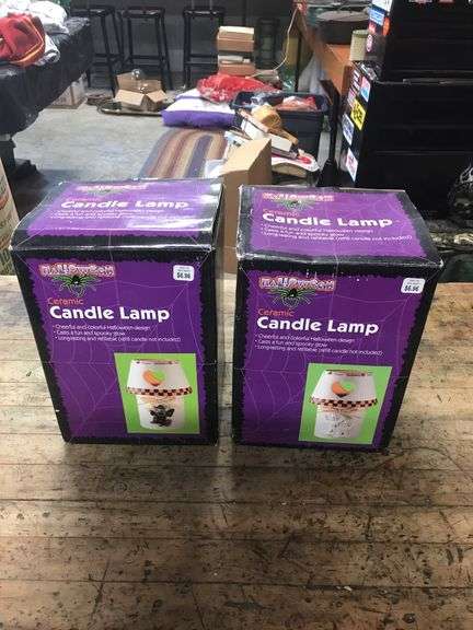 Two Halloween Ceramic Candle Lamps