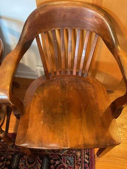 VINTAGE HARDWOOD BANKER’S CHAIR