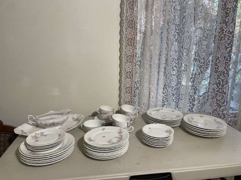 M.Z. Austria China set including plates, cups, saucers, gravy boat and serving tray
