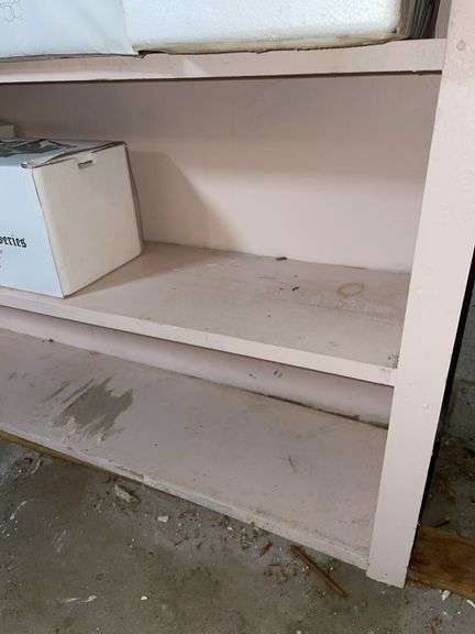 WOODEN STORAGE SHELF (AS IS)- not contents