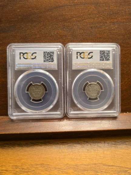 2-1875CC SEATED DIMES ABOVE AND BELOW MINTMARKS BOTH PCGS VG10