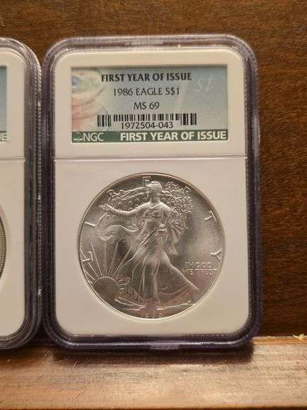 2-1986 SILVER EAGLES NGC PF69 ULTRA CAMEO & MS69