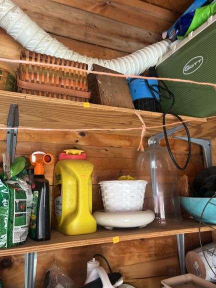 Contents of Shelves, Wall, and Table in Shed