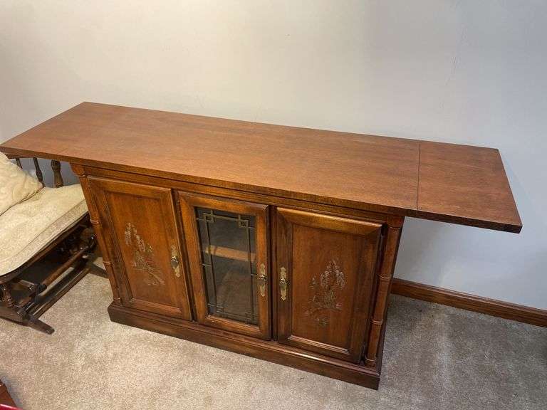 Antique entertainment stand w/ drop leaves - 64x18x31