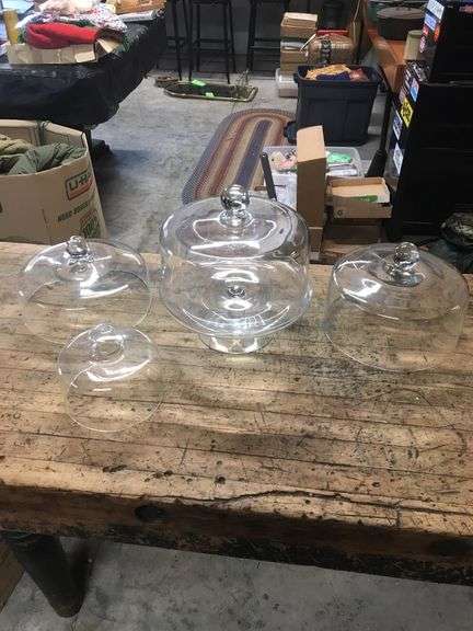 Antique Cake Stand with Cover with Three Extra Covers