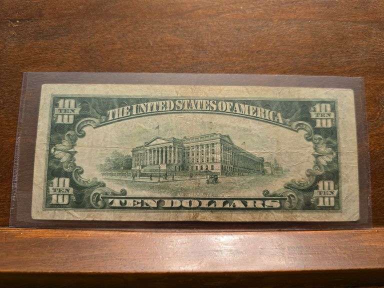 1934A $10. NORTH AFRICA GOLD SEAL SILVER CERTIFICATE F