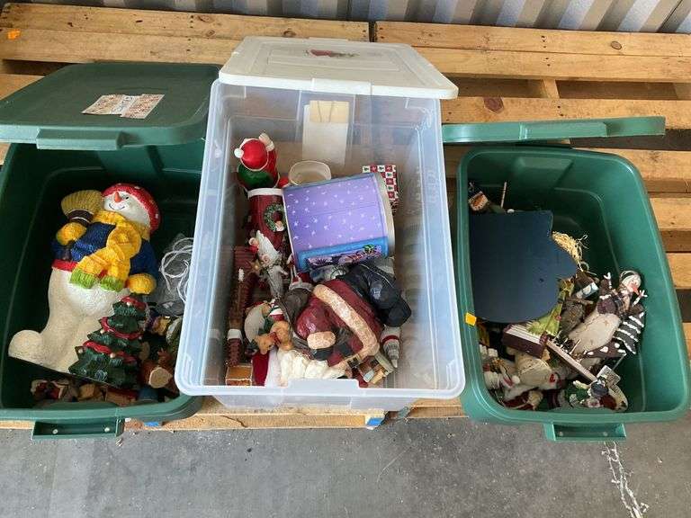 3 Totes of Christmas Decorations