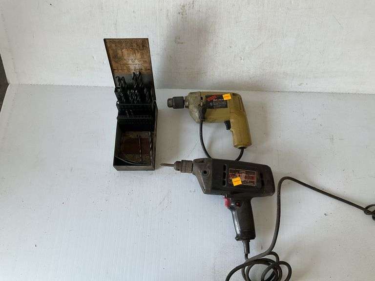 2 Electric Drills, Drill Bits