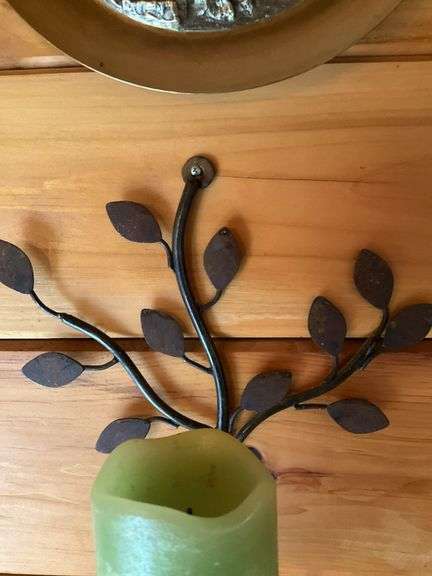 4 Brass Wall Decor Plates, 2 Sconces