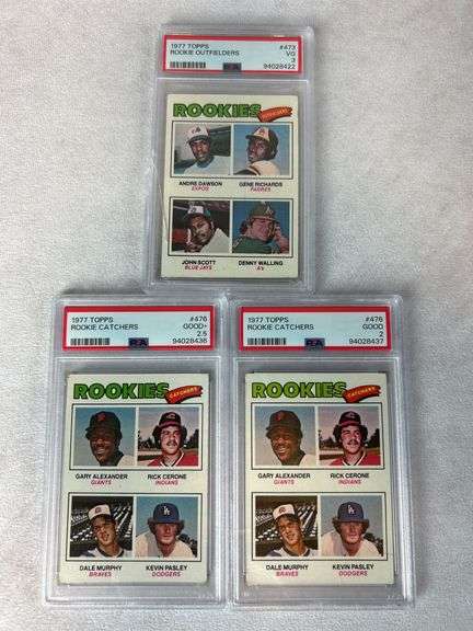 1977 Topps Andre Dawson & (2) Dale Murphy Rookie PSA Graded Cards
