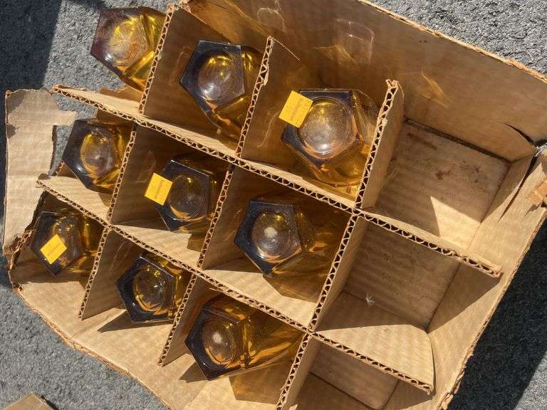 (9) Amber Colored Glass Tumblers
