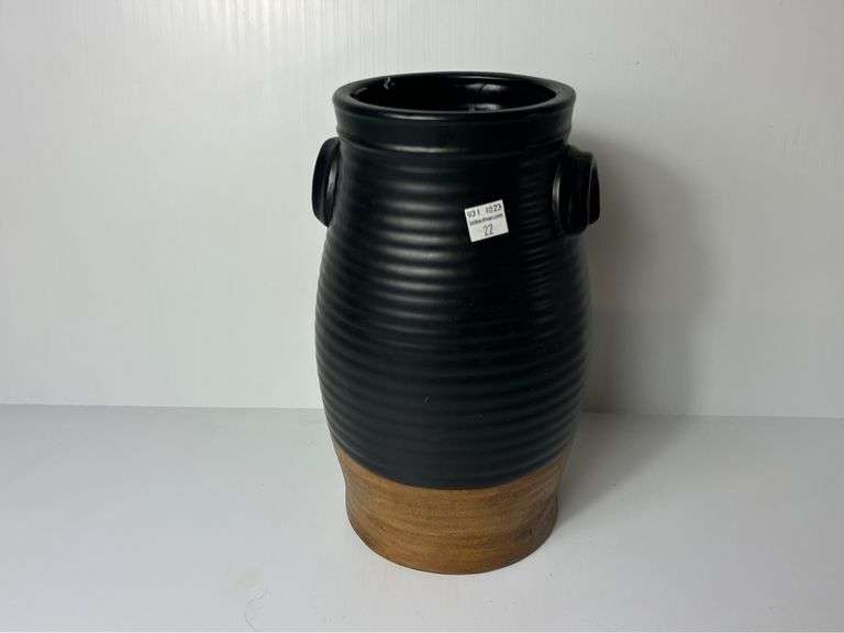 Double Eared Black/Brown Pottery Pot