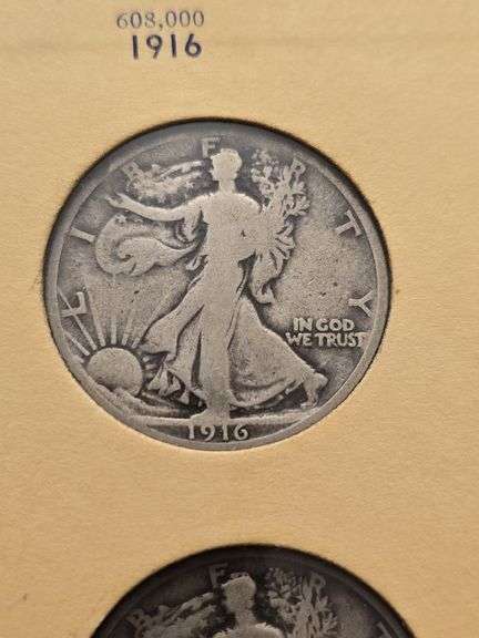 1916-1937 WALKING LIBERTY HALVES COMPLETE IN ALBUM 36-COINS