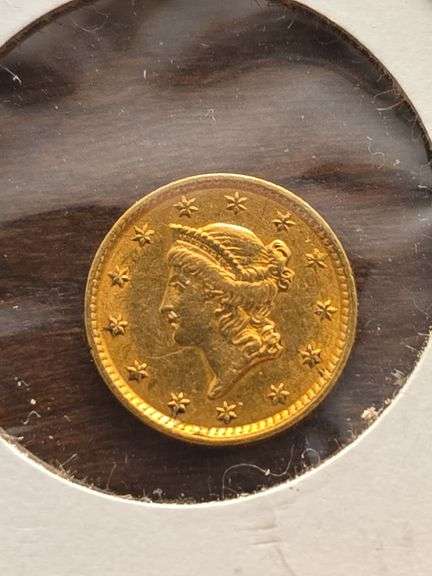 1854 $1. GOLD PIECE EX JEWELRY COIN