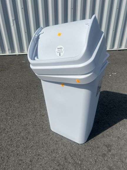 (2) Plastic White Trash Cans