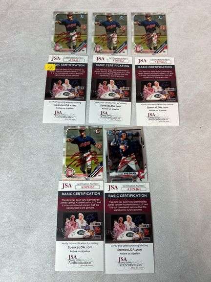 Tyler Freeman -signed Rookie cards lot of 5, Bowman Chrome