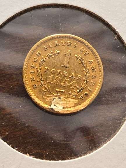 1854 $1. GOLD PIECE EX JEWELRY COIN