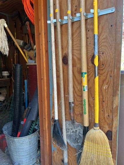 Contents of Wall in Shed- Long Handled Tools
