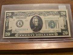 1928 $20. FEDERAL RESERVE NOTE REDEEMABLE IN GOLD