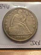 1846 SEATED DOLLAR NICE XF+